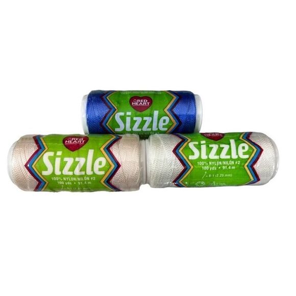 Sizzle Crochet Thread Nylon Red Heart 3Pc Ivory 8110 White 8001 Royal Blue 8806 - Picture 1 of 2